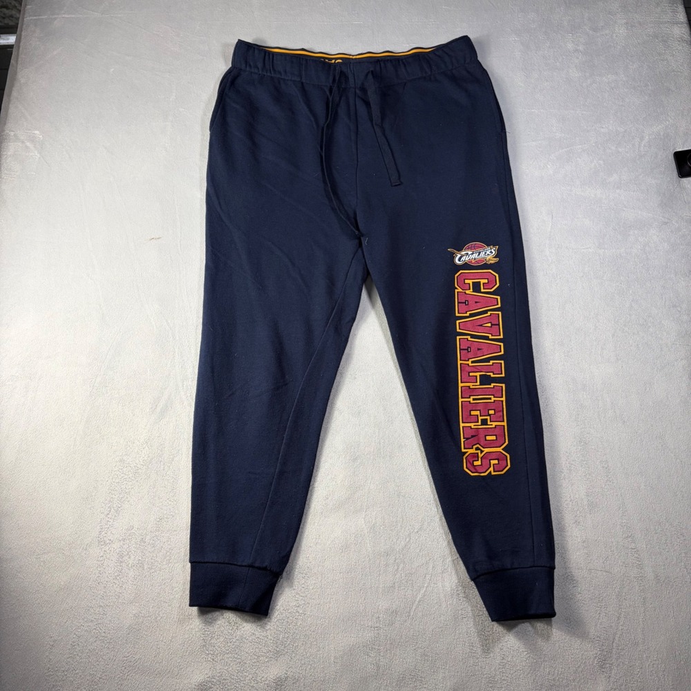 NBA Cleveland Cavaliers Mens Large Navy Blue Fleece Jogger Sweatpants Logo